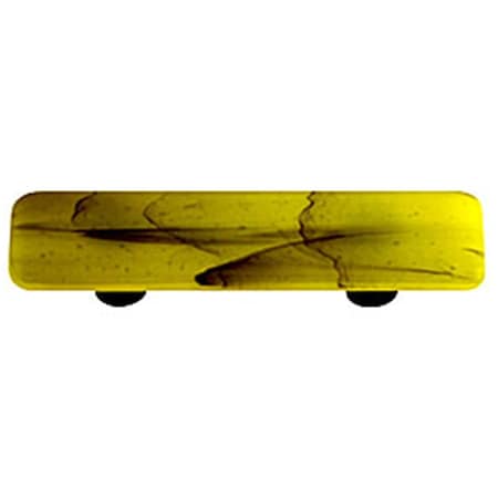 Palacedesigns Black Swirl Canary Yellow Rectangle Glass Cabinet Pull - Aluminum Post PA883575